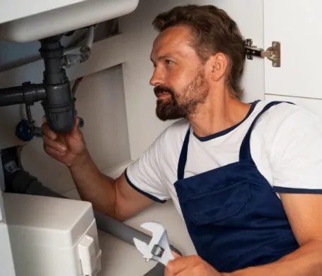 plumber fixing faucet